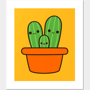 Cute cactus in orange pot Posters and Art